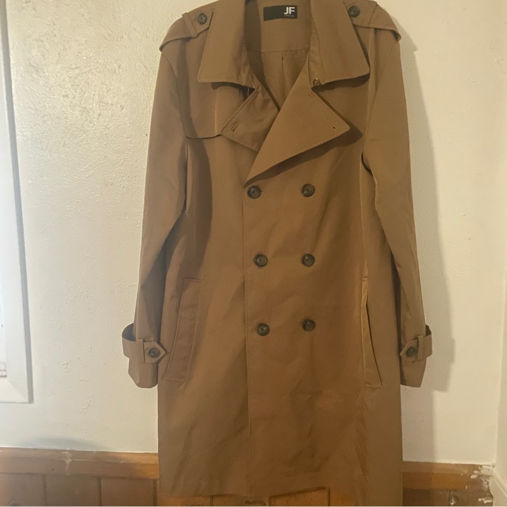 J. Ferrar Trench Coat Caramel Brown Mid Length Double Breasted Men’s XL